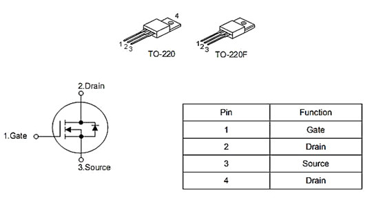 12N60參數(shù)代換 12N60場(chǎng)效應(yīng)管 12N60引腳圖TO-220-KIA MOS管